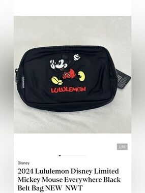 2024 Lululemon Disney Limited Mickey Mouse Everywhere Black Belt Bag NEW  NWT